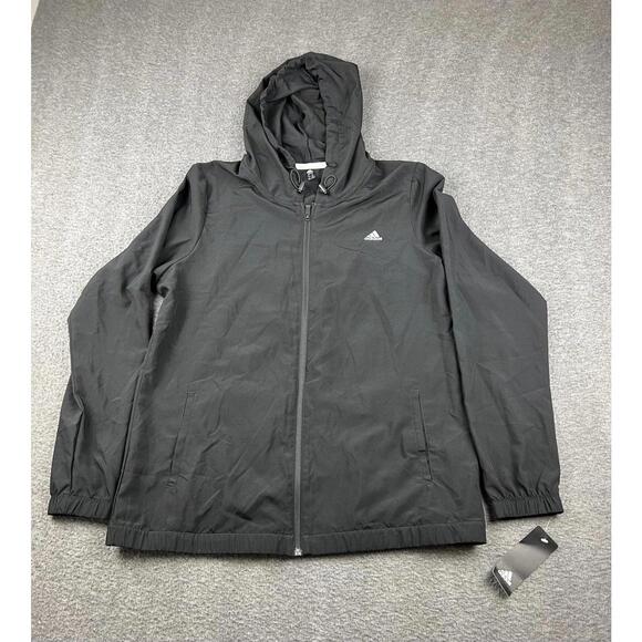 Adidas Golf Womens Black Windbreaker Jacket with Hood Size Large - Picture 1 of 7